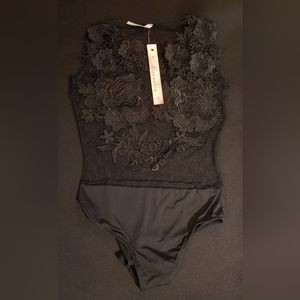 Love Nation black lace body suit, small.